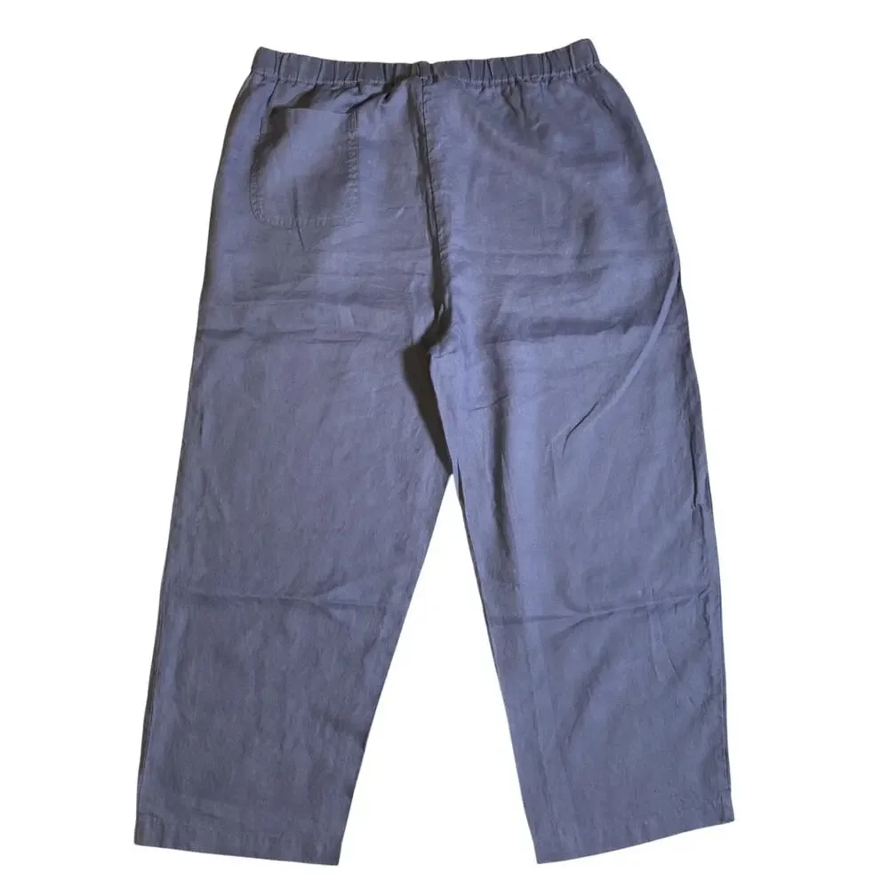 Quince Pants 100% European Linen Womens XL Moonstone Blue Pants Pockets